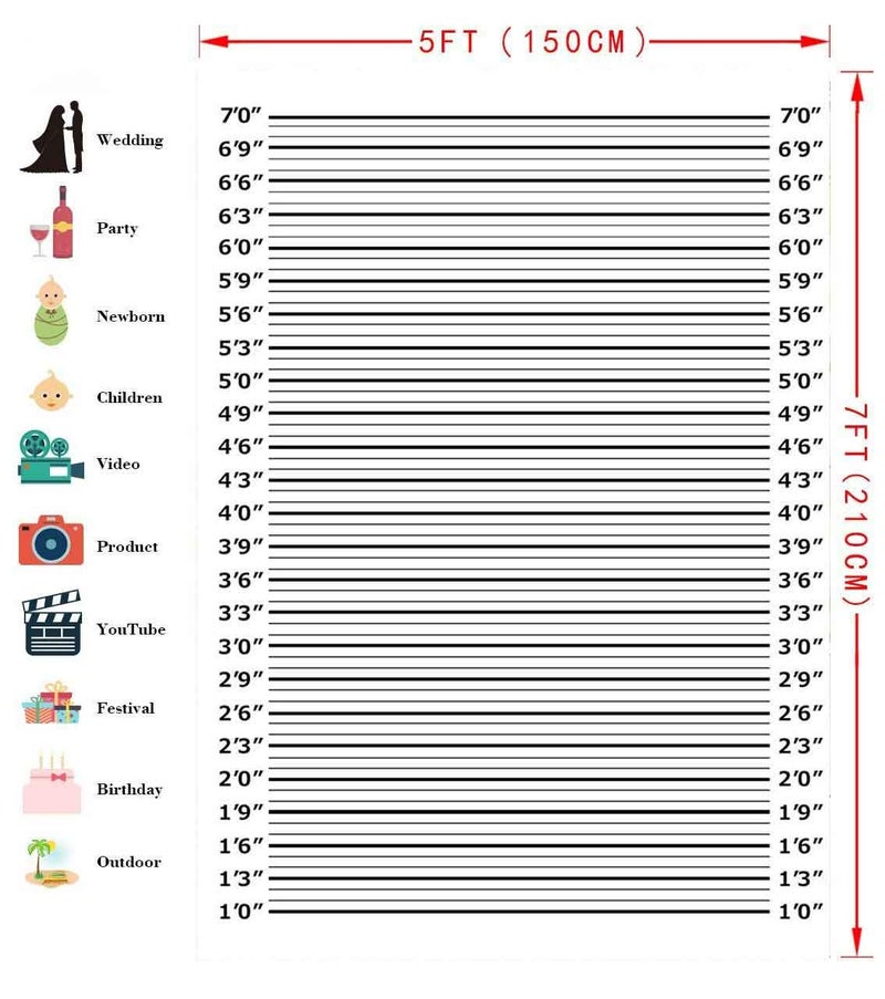 FHZON 5x7ft Mugshot Backdrop Mug Shots Prison Police Lineup Background Bachelorette Party Birthday Photography Themed Party Photo Booth Props LSFH634 - Image 3